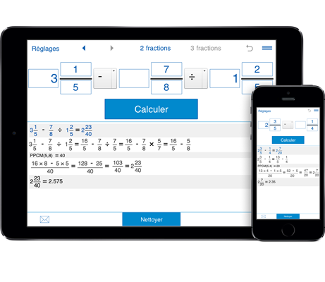 Calcul des fractions 4in1 - calculatrice